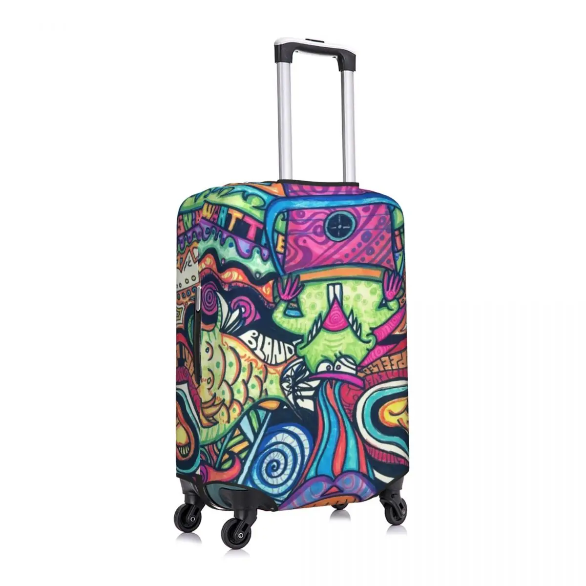 

Cartoon Abstract Painting Luggage Cover Spandex Suitcase Protector Fits 19-21 Inch