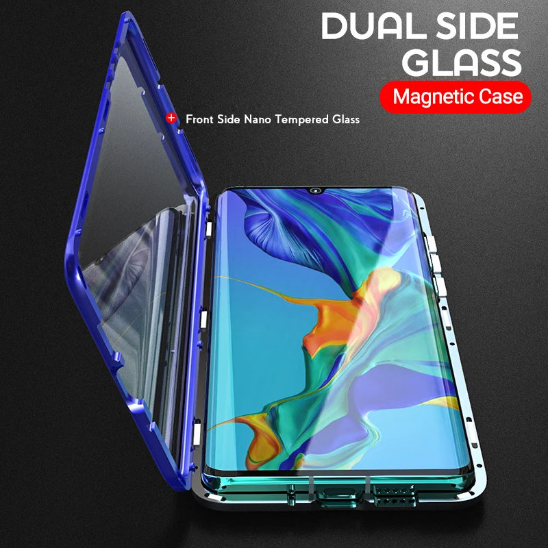 

Magnetic Adsorption Metal Phone Case Tempered Glass Magnet Back Cover For Samsung Galaxy A53 A52 5G A51 A50S A50 A41 Full Cover