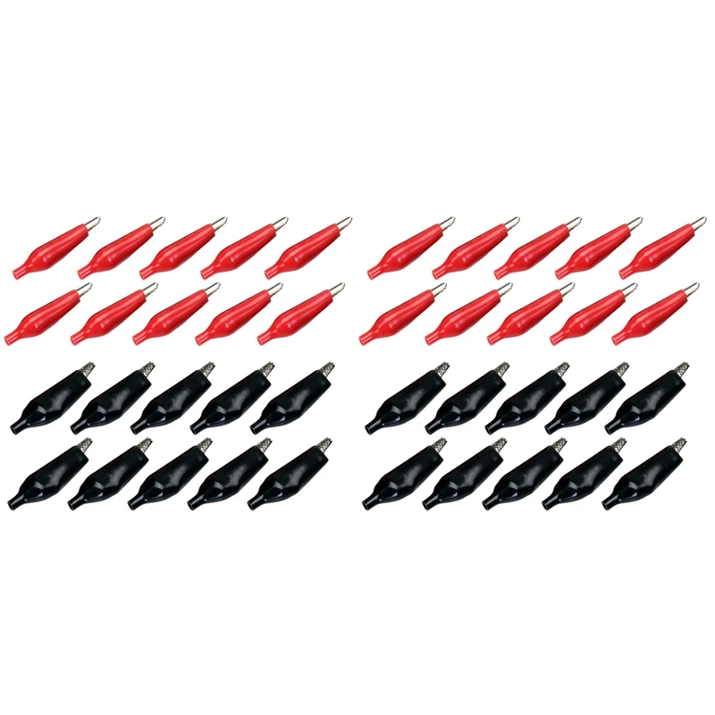 

ABHU 20 Pairs Insulated Covers Nickel-Plated Steel Crocodile Clips--Black And Red