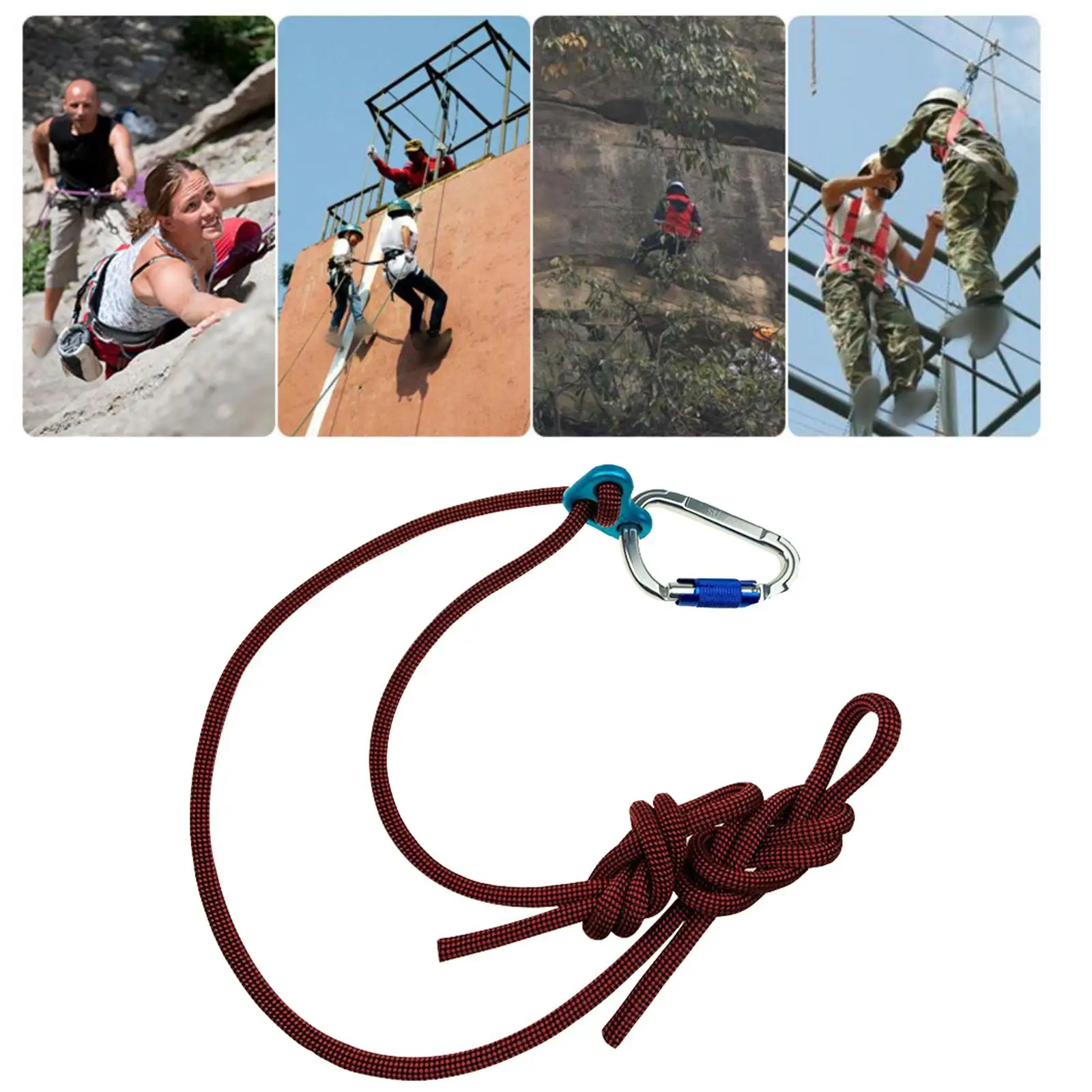 

Sturdy Safety Lanyard Climbing Cord Mountaineering Sling Belt Hooks Aloft Work Rope Harness Equipment
