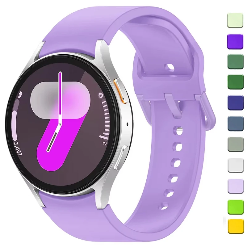 Ремешок силиконовый для Samsung Galaxy Watch 7 6 5 4 FE 44 мм 40 pro 45 спортивный браслет без