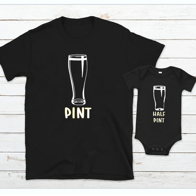 

Pint Dad and Baby Matching Set Men's T-shirt and Infant Bodysuit Family Matching Outfits 13-24m Summer T-Shirts Fashion M