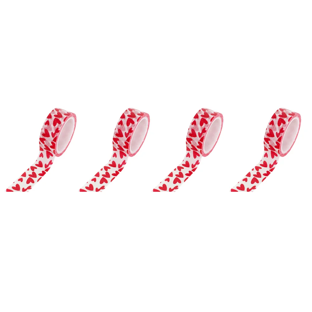 

12pcs Paper Tape Creative Heart Pattern Adhesive Valentine's Day Paper Tape for Craft Photo Albums