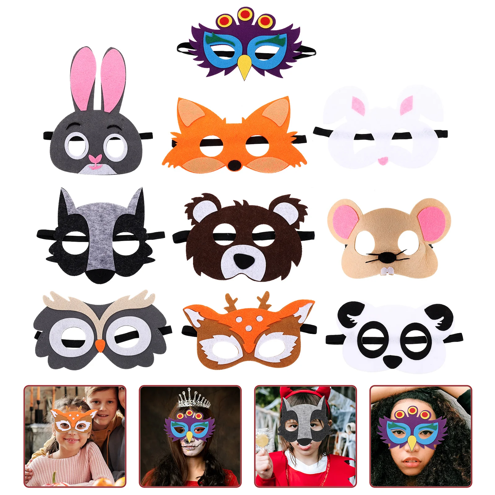 

10 Pcs Halloween Decorations Party Favor Multifunction Hallowen Mask Animal Cosplay Non-woven Fabric Delicate Cute Jungle