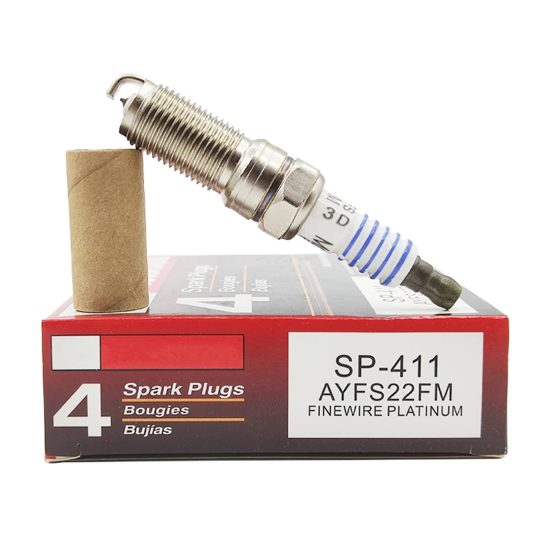 

4PCS SP-411 AYFS22FM Platinum Spark Plug For Mazda Ford Focus C-MAX Fiesta Edge Lincoln MKX Cadillac CTS Mercury SP411