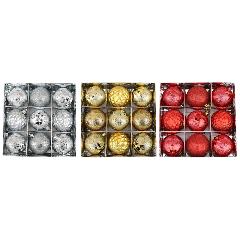 

Практичный набор из 9 шт./компл. рождественских шаров в коробке, блестящий шар, украшение для рождественской елки, подвеска для новогодвечер...