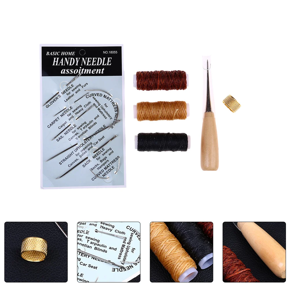 

12 Pcs/set Sewing Tools Punch DIY Goods Starter Kit Wooden Craft Work Repair