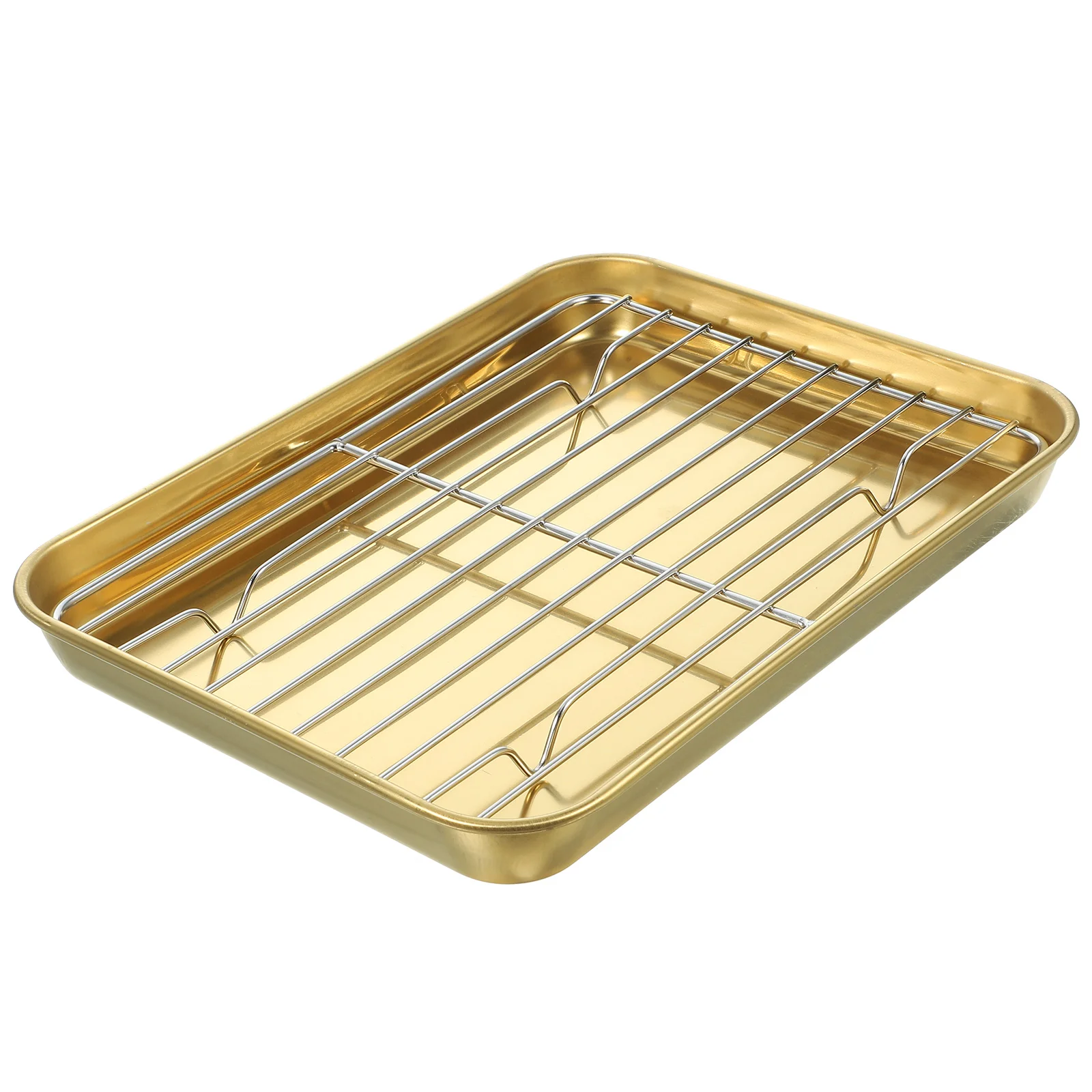 

Stainless Steel Drain Pan Food Holder Dessert Plate Container Multi-use Snack Fruit Tray Fried French Fries Serving Snacks