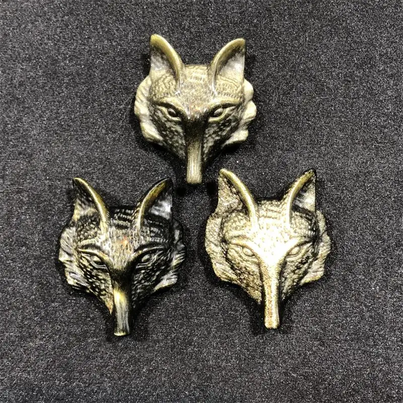 

4CM Natural Golden Obsidian Wolf Head Pendant Crystal Handmade Carved Polished Animal Powerful For Gift 3PCS