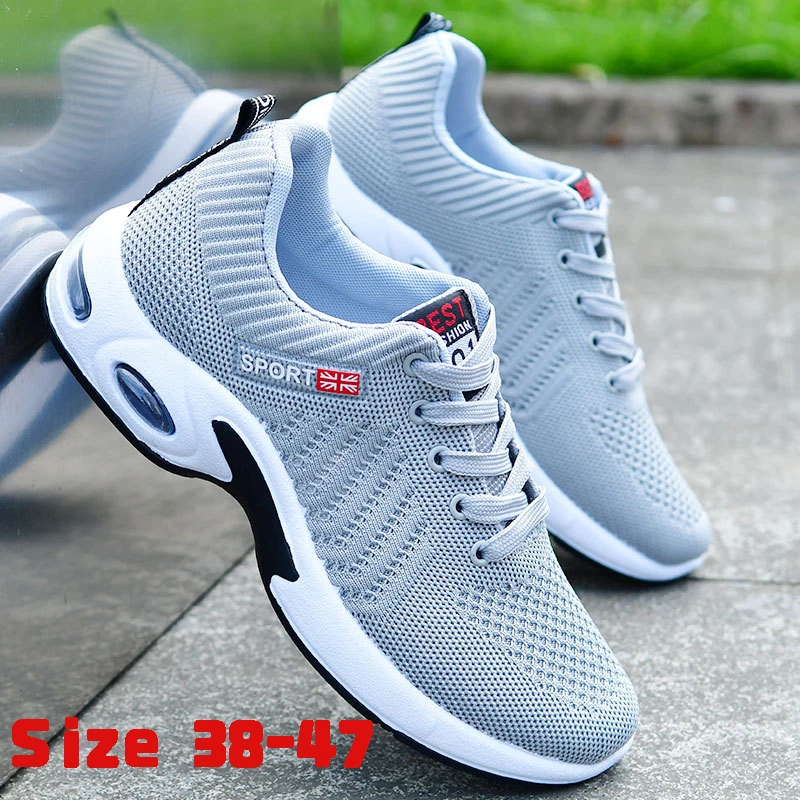 

Sneakers Men Mesh Breathable Deodorant Sports Shoes Flying Woven Casual Vulcanized Shoes Air Cushion Running Shoes Man Shoe