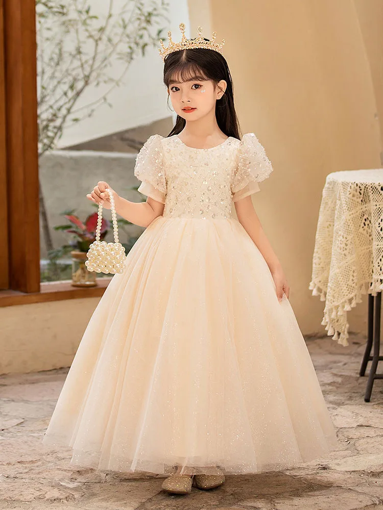 Children Dance Skirt Flower Girl Wedding Little Girl Princess Style High-end Fluffy Gauze Show Host Piano Performance