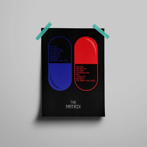 

Настенный плакат Матрица синего цвета на холсте