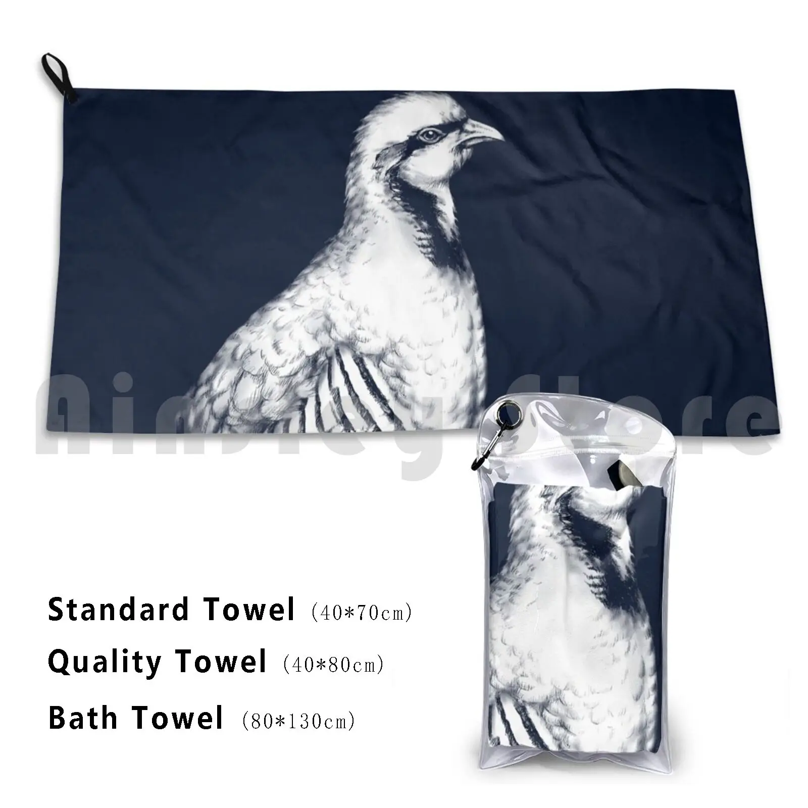 

Chukar Partridge Portrait ( Dark Background ) Beach Towel Quick Dry Quality Towel Chukar Partridge Realistic Plumage