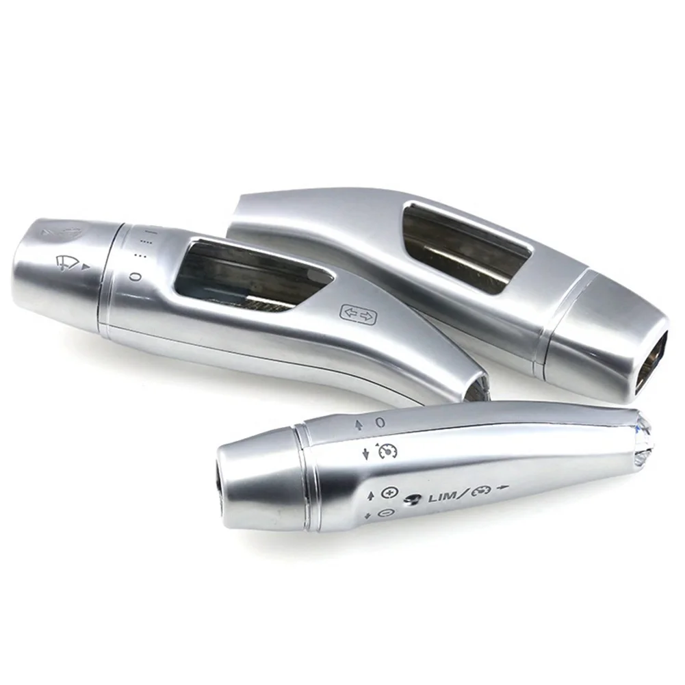 

3pcs Car Chrome Shift Lever Cover Cruise Trim For Mercedes CLA GLC C E S Class Interior Accessories Cover Trim Decoration