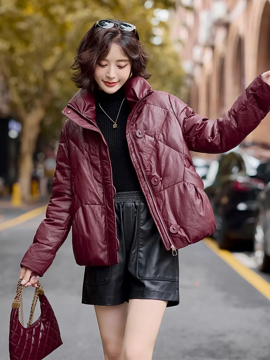 Европейские товары кожаное пальто с шерстяной подкладкой верхняя одежда для