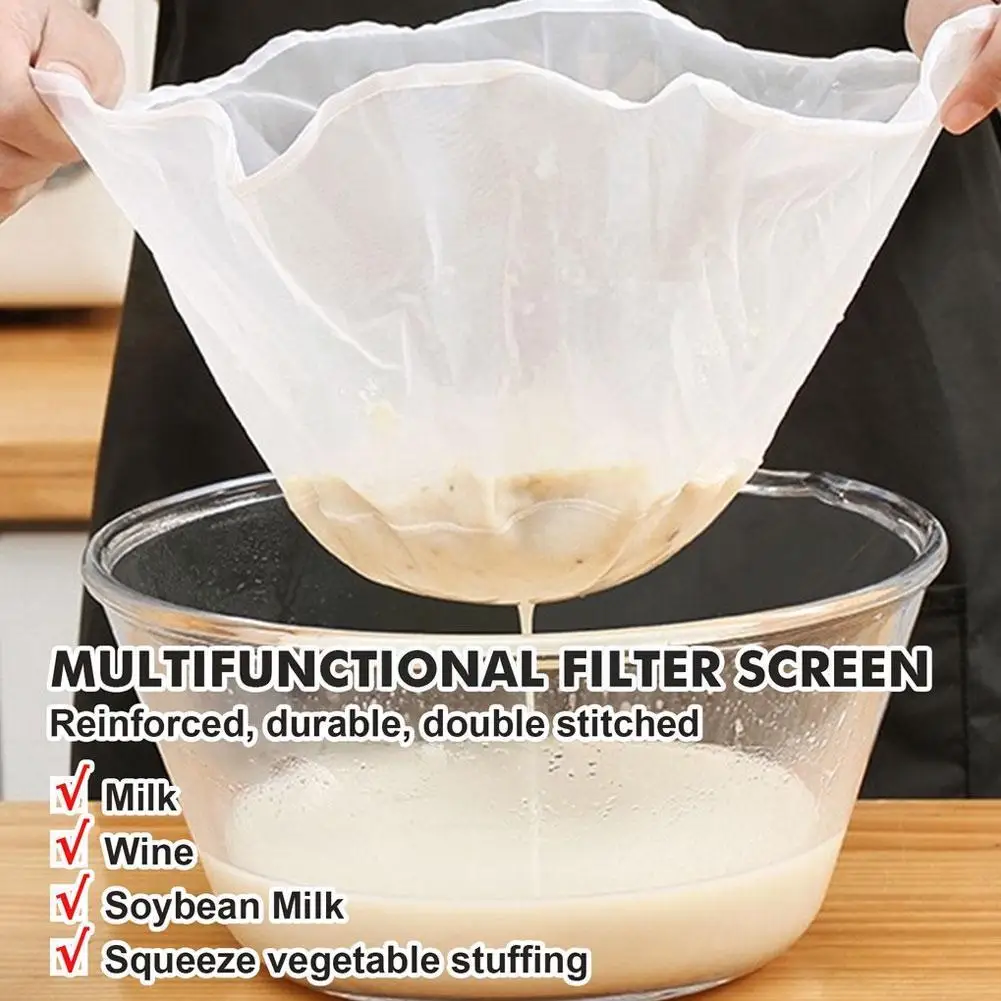 

100 Mesh Soy Milk Wine Filter Bag Nut Milk Bag Tea Bags Kitchen Reusable Filter Filter Oil Mesh Yogurt Coffee Net Food Nylo R6b7