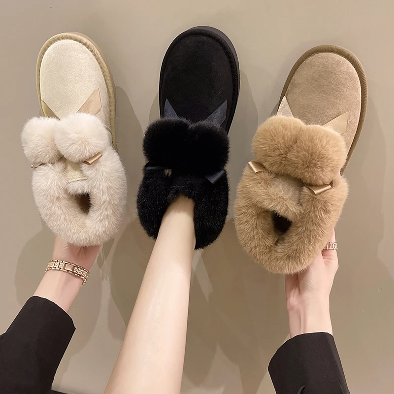 

Lady Boots Winter Shoes for Women Flat Heel 2023 New Slipper Rome Short Plush Flock Slides Cover with Flat Heel Boots Women