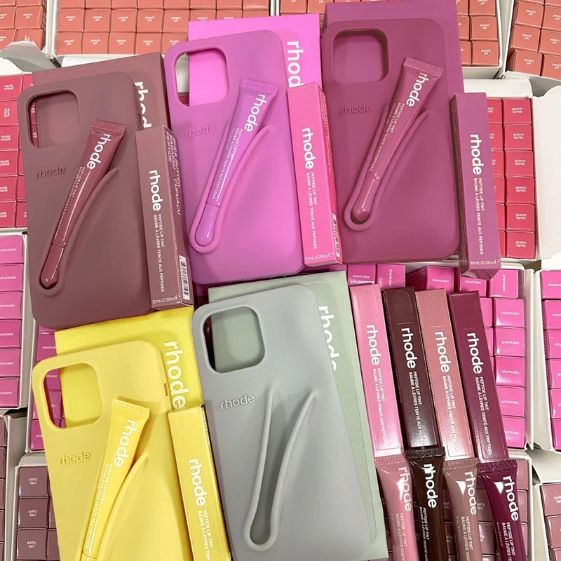 For iPhone 17 Pro Max Air 15 14 13 12 11 17 ProMax Plus Phone Case Gray Toast Ribbon Espresso Holder Silicone Lipstick Cover