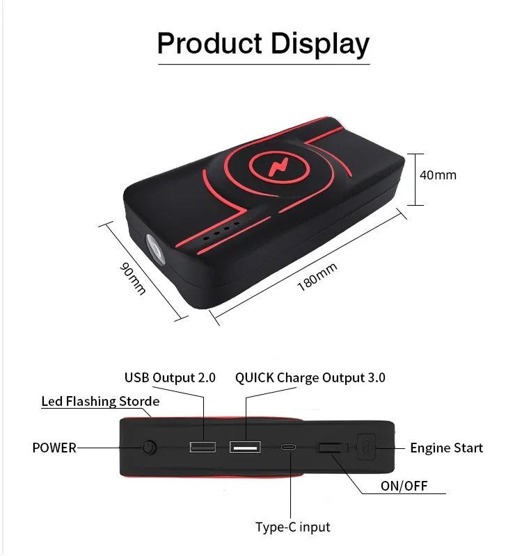 Горячий продукт 12000 мАч 600a Powerbank Jump Starter с автомобильным Start 12 В