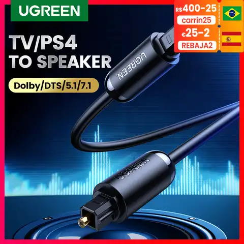 Ugreen цифровой оптический аудио кабель типа toslink позолоченный 1 м 2 м 3 м spdif коаксиальный кабель для blu-ray cd dvd плеер xbox 360 ps3 av tv