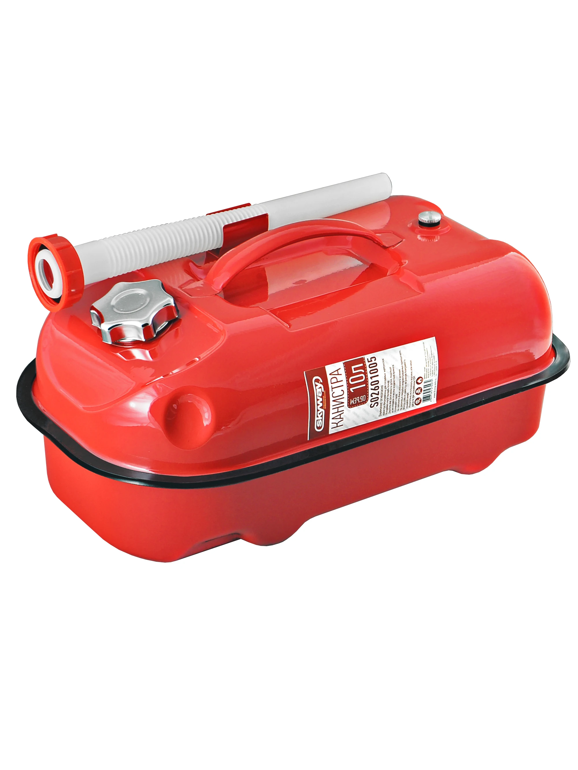 Канистра металлическая Skyway 10л горизонтальная антикоррозийная фосфатированная крышка s02601005 (канистра для бензина)