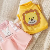 yellow lion puppy sweater cute animal dog clothes teddy warm winter clothes bichon corgi pullover pet two legged clothes