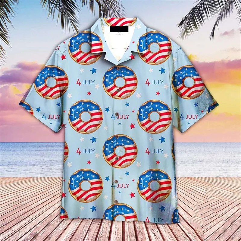 Футболка мужская с 3D-принтом модная Гавайская пляжная рубашка коротким рукавом и