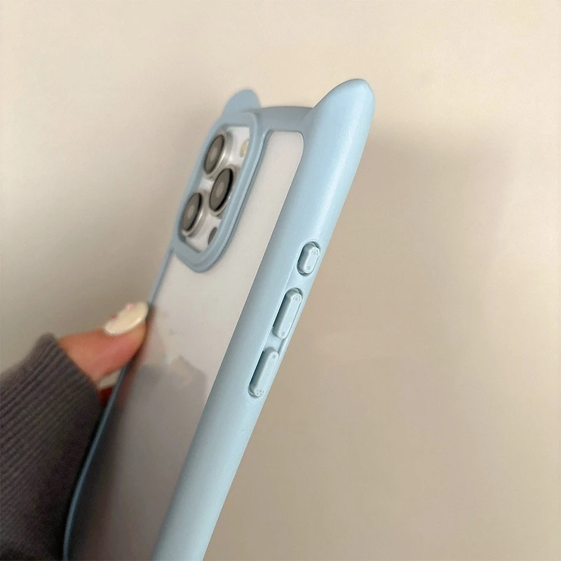 Чехол для телефона с мультяшными кошачьими ушками iPhone 15 Pro Max 14 прозрачный