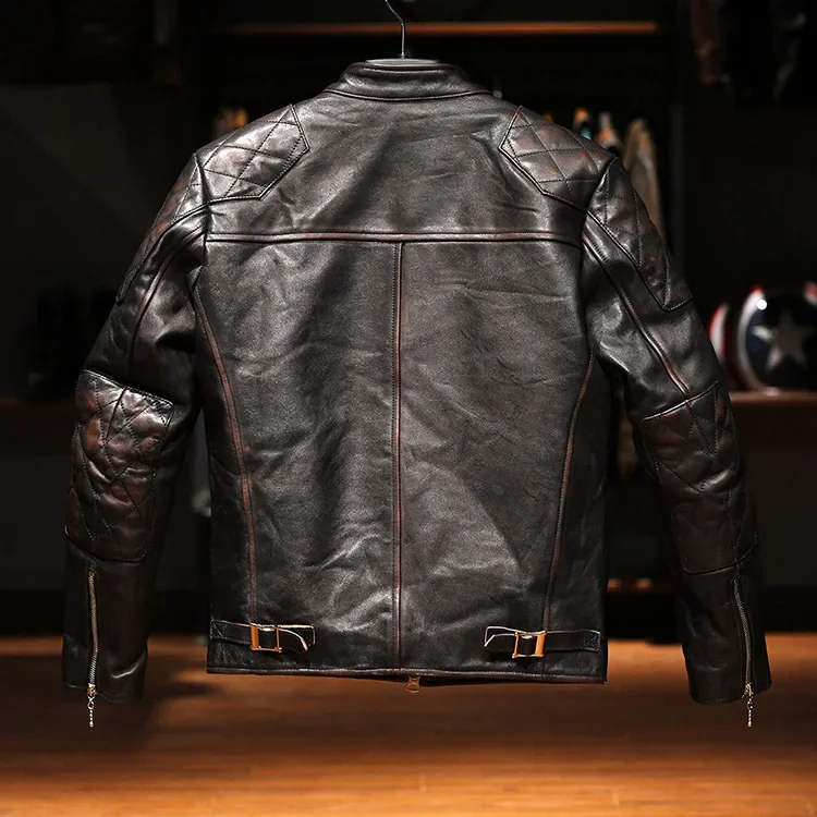 Новый Винтажный жакет. LNY из плотной коровьей кожи с чайным сердечником.