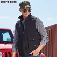2022 new autumn and winter cotton jacket mens jacket with thickened vest leisure large size stand collar work multiple pockets