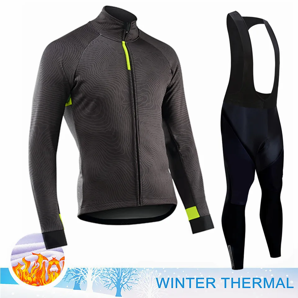 Мужской Зимний Комплект Из Трикотажа Для Велоспорта Термофлисовый Трикотаж С