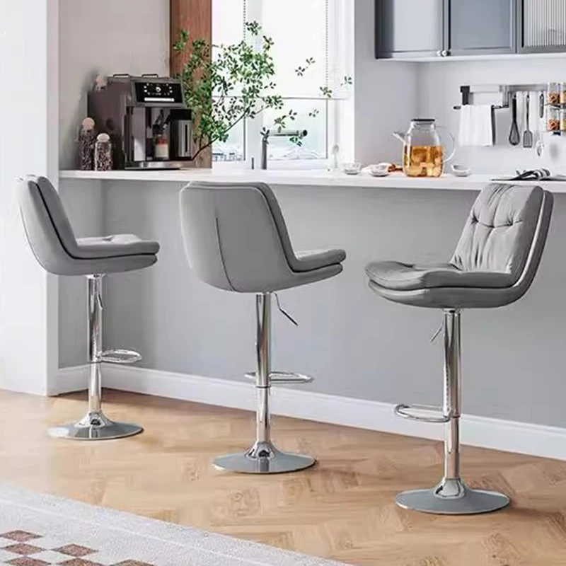 

Adjustable Swivel Bar Chair Lifting Leather Minimalist Metal Bar Stool Design Barstool Cadeira Ergonomica Restaurant Furniture