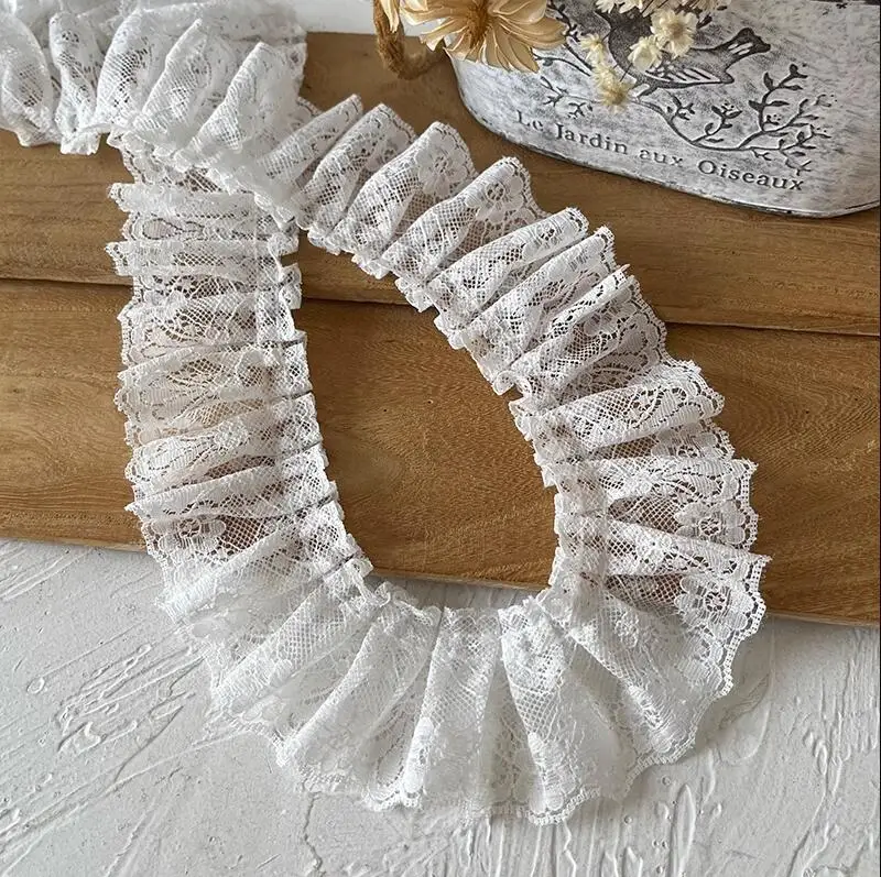 4 метра/Лот белая кружевная плиссированная лента детская одежда декоративный
