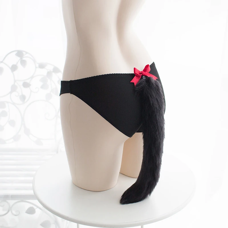 

Fox Tail Cosplay open crotch Sexy Lingerie Underwear Plush Hair Ball Female Briefs Panties Kawaii Lolita Costumes Accessories