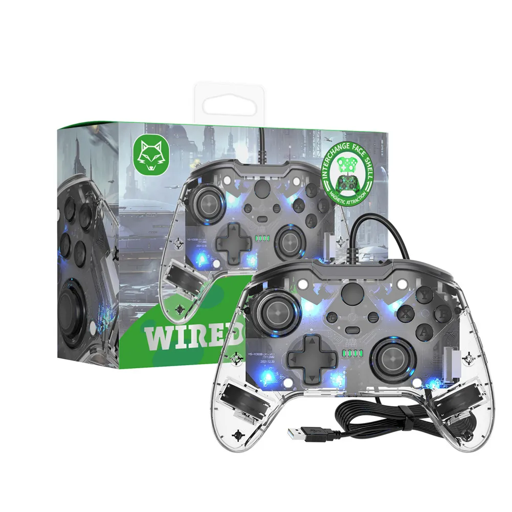 

2022 Transparent Game Controller Wired Gamepad Dual Vibration Game Controllers Joypad Joystick For Xbox One/Xbox Series Slim/PC