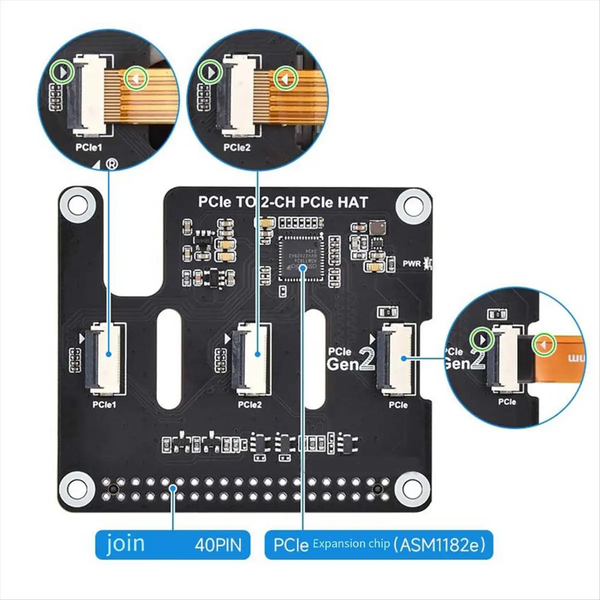 Фото N88R для платы расширения с 5 разъемами PCIe на FFC, двухканальная плата расширения PCIe FFC для высокоскоростной работы. №1