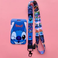 disney stitch blue identification card holder nurse lanyard credit bank card cover card container
