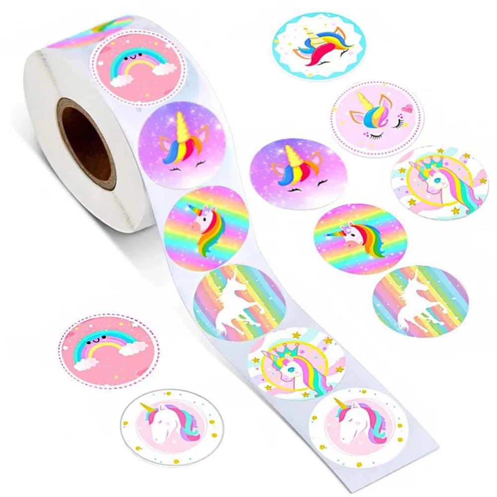 50-500PCS Cute Unicorn Reward Stickers Children Girl Gift Scrapbook Decoration Label 1Inch Handmade DIY Cartoon Toy Stickers