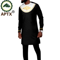african mens fashion jacquard o neck long sleeve shirt and trousers 2 piece formal set party wedding ta2116070
