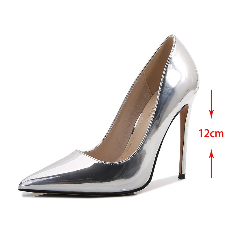 

Pumps High Heels 12cm Pointed Toe Women Sexy Brand Model Catwalk Stiletto OL Fashion Large Size 36-42 Solid Color