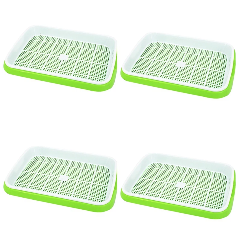 

4Pc/Set Plant Flower Germination Tray Box Double-Layer Seed Sprouter Nursery Tray Hydroponics Basket (Green#)