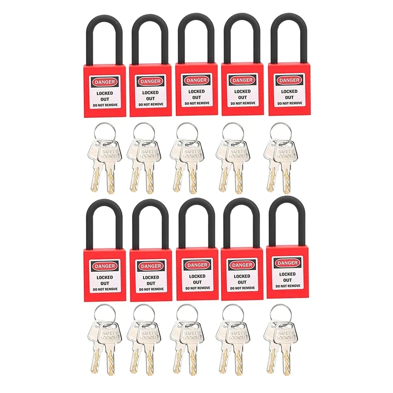 

10 PCS Safety Locks Lockout Tagout Locker Padlock 38mm Short Beam Lock with Keys for Industrial Engineering