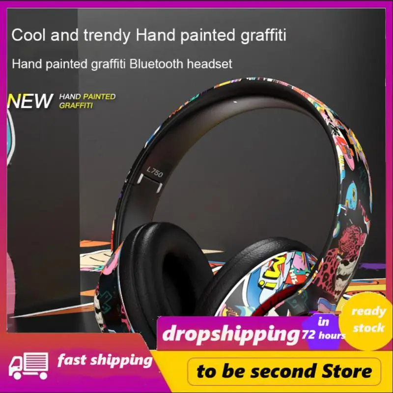 

400 Mah Foldable Music Earphone bluetooth-compatible Headset Fashion Hand-painted Headphones Tws Earbuds Wireless