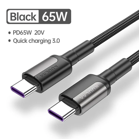KUULAA USB C — USB Type C Кабель PD 100 Вт для быстрой зарядки для Samsung S10 S9 MacBook iPad Huawei Кабель для быстрой зарядки USBC