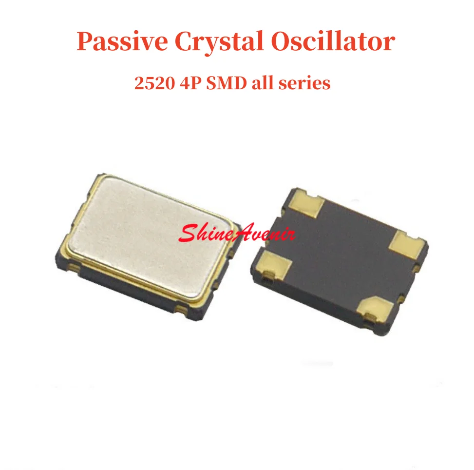 

20pcs 2520SMD 26MHz，24MHz，27MHz，30MHz，16MHz，38.4MHz，32MHz，25MHz，54MHz 4P Passive Crystal Oscillator with metal surface of chip