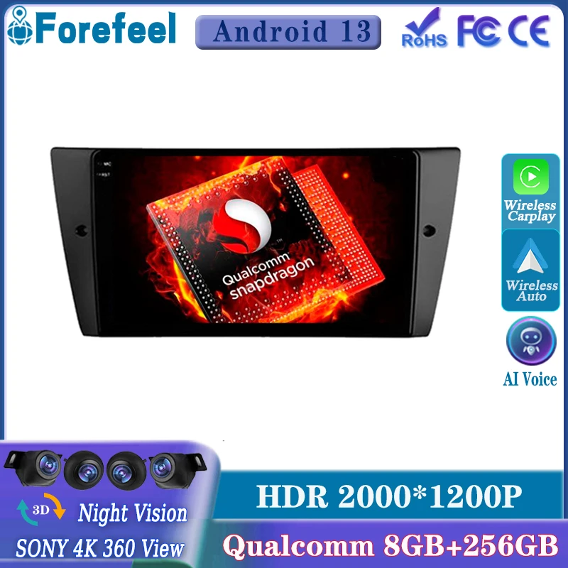 

Android 13 Qualcomm For BMW E90 E91 E92 E93 3 Multimedia Car GPS Player Navigation Touch Screen Monitor TV Lettore TV Lettore