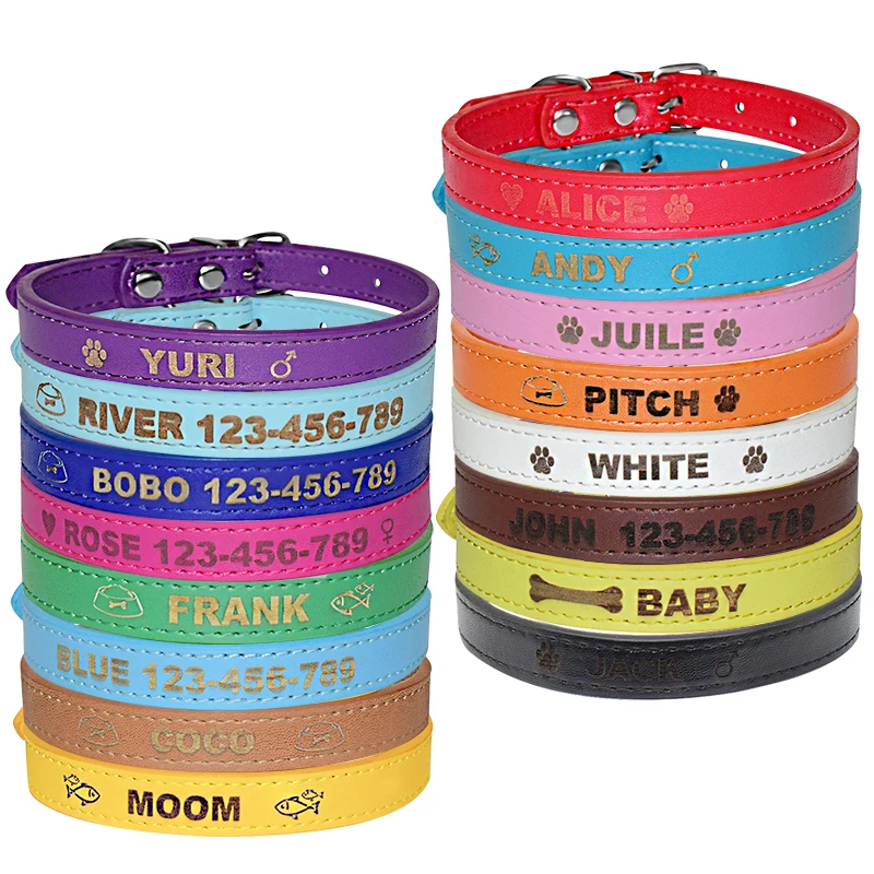 Именной ошейник для собак индивидуальная гравировка имени маленьких средних и