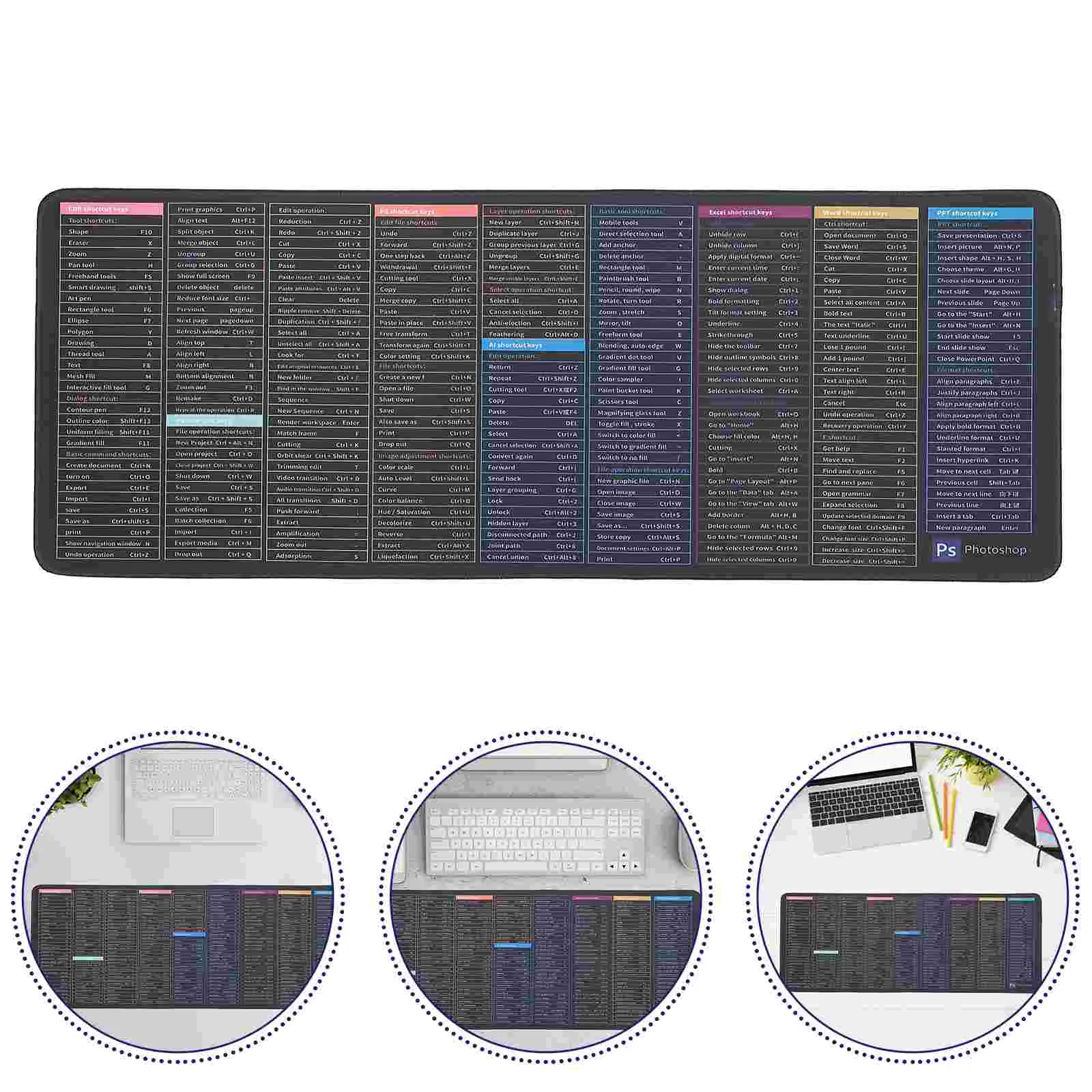 

Anti-slip Mouse Mat English Shortcut Keys Gaming Mouse Pad Office Supply