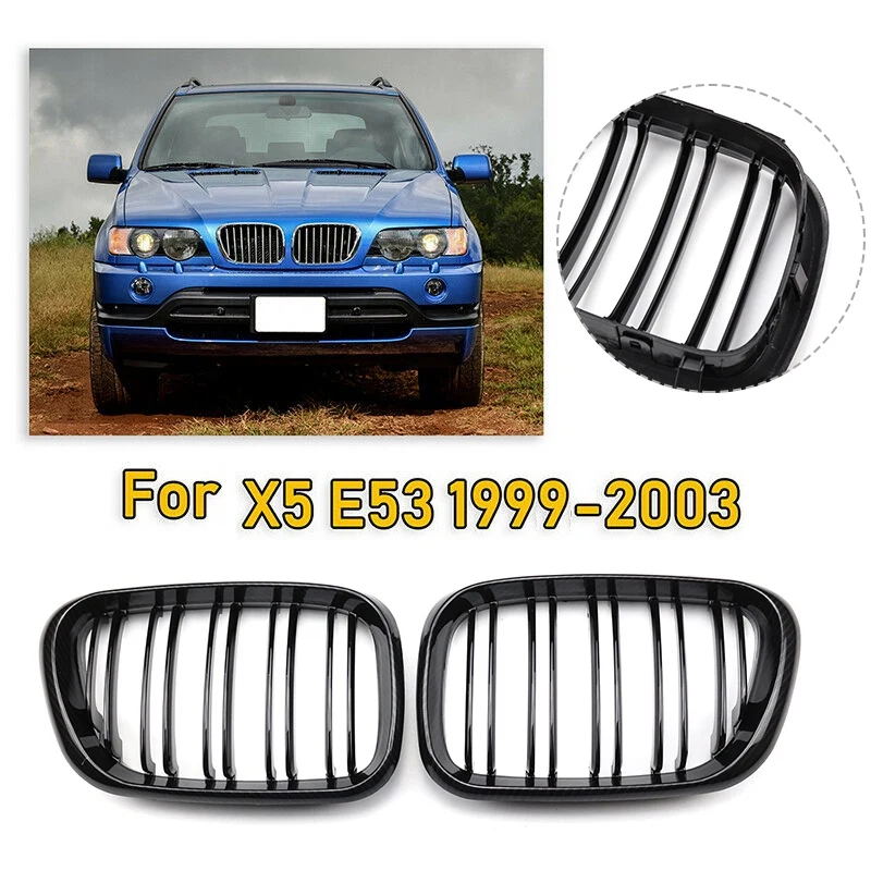 

Car Front Bumper Front Kidney Hood Grille Grilles For-BMW E53 X5 1999-2003 ABS Auto Racing Grill Carbon Fiber Dual Slat