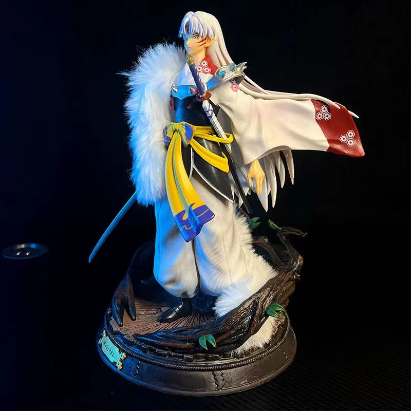 Inuyasha Anime Figure GK Sesshoumaru Action Figurine Statue Model Collection Decoration Doll Ornament Toy Gift 29CM